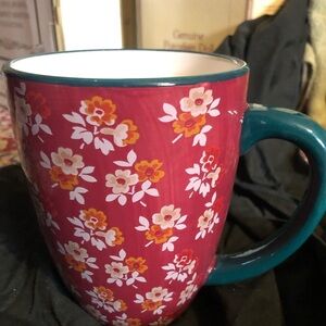 The Pioneer Woman fall flowers 26 oz latte mug - burgundy teal floral